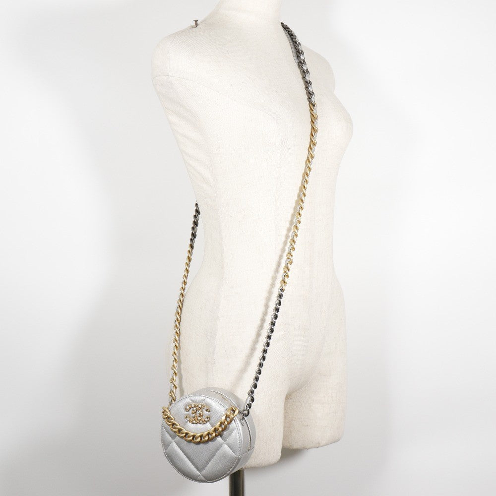 Chanel 19 Round Clutch with Chain Quilted Leather