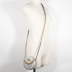 Chanel 19 Round Clutch with Chain Quilted Leather