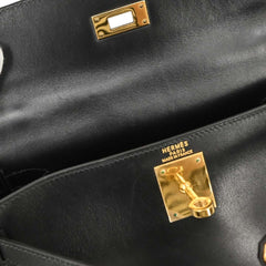 Hermes Kelly Handbag Black Box Calf with Gold Hardware