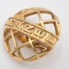 Chanel Vintage CC Round Button Clip-On Earrings Metal