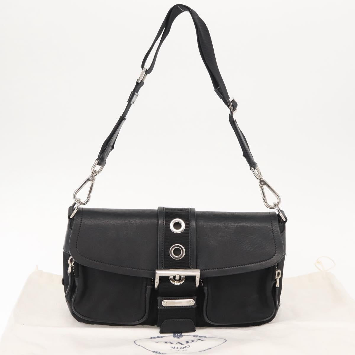Prada Double Pocket Buckle Flap Bag Tessuto with Leather