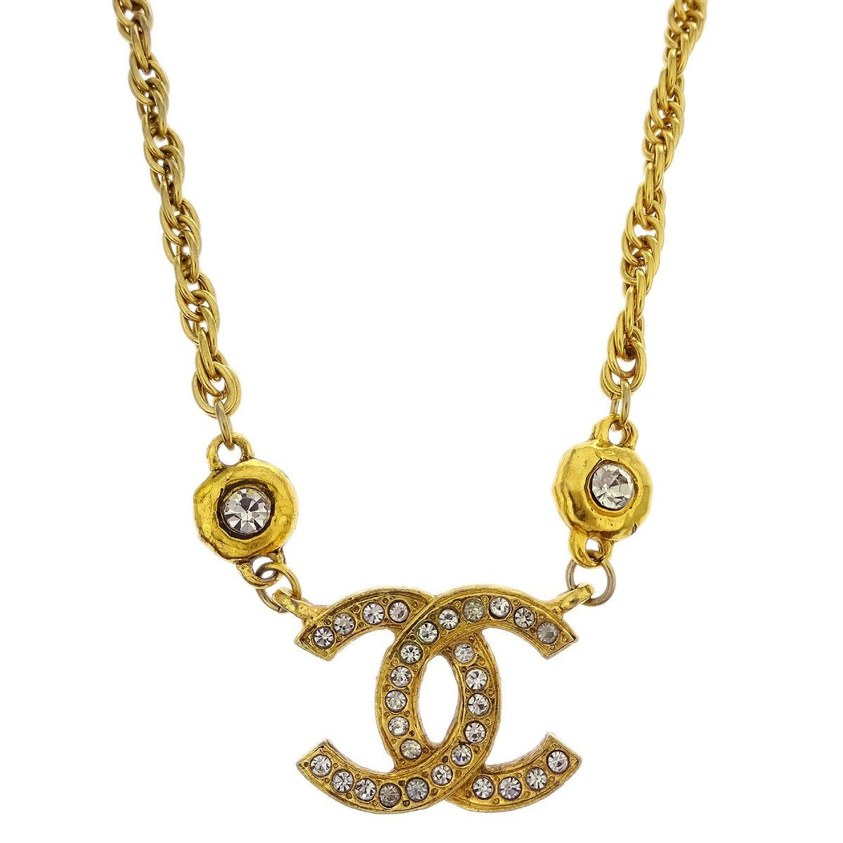 Chanel Multistrand CC Logo Necklace Metal with Crystals