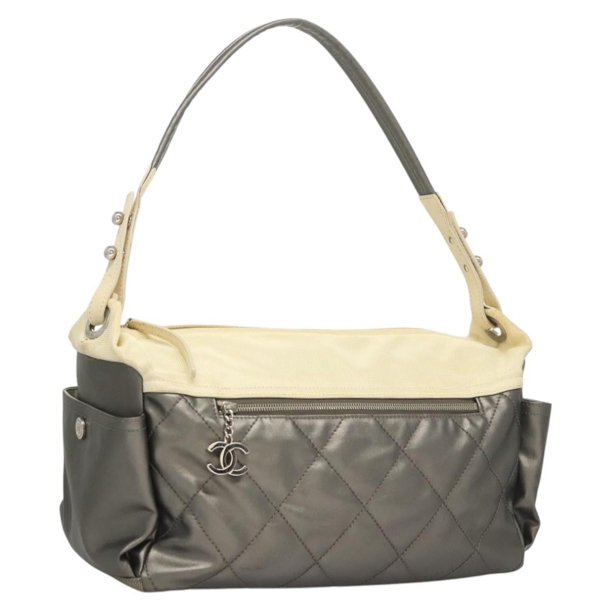 Chanel Biarritz Hobo Quilted Coated Canvas
