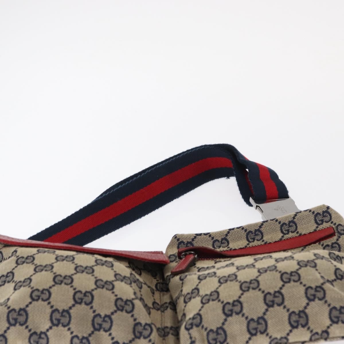 Gucci Vintage Double Belt Bag GG Canvas with Leather
