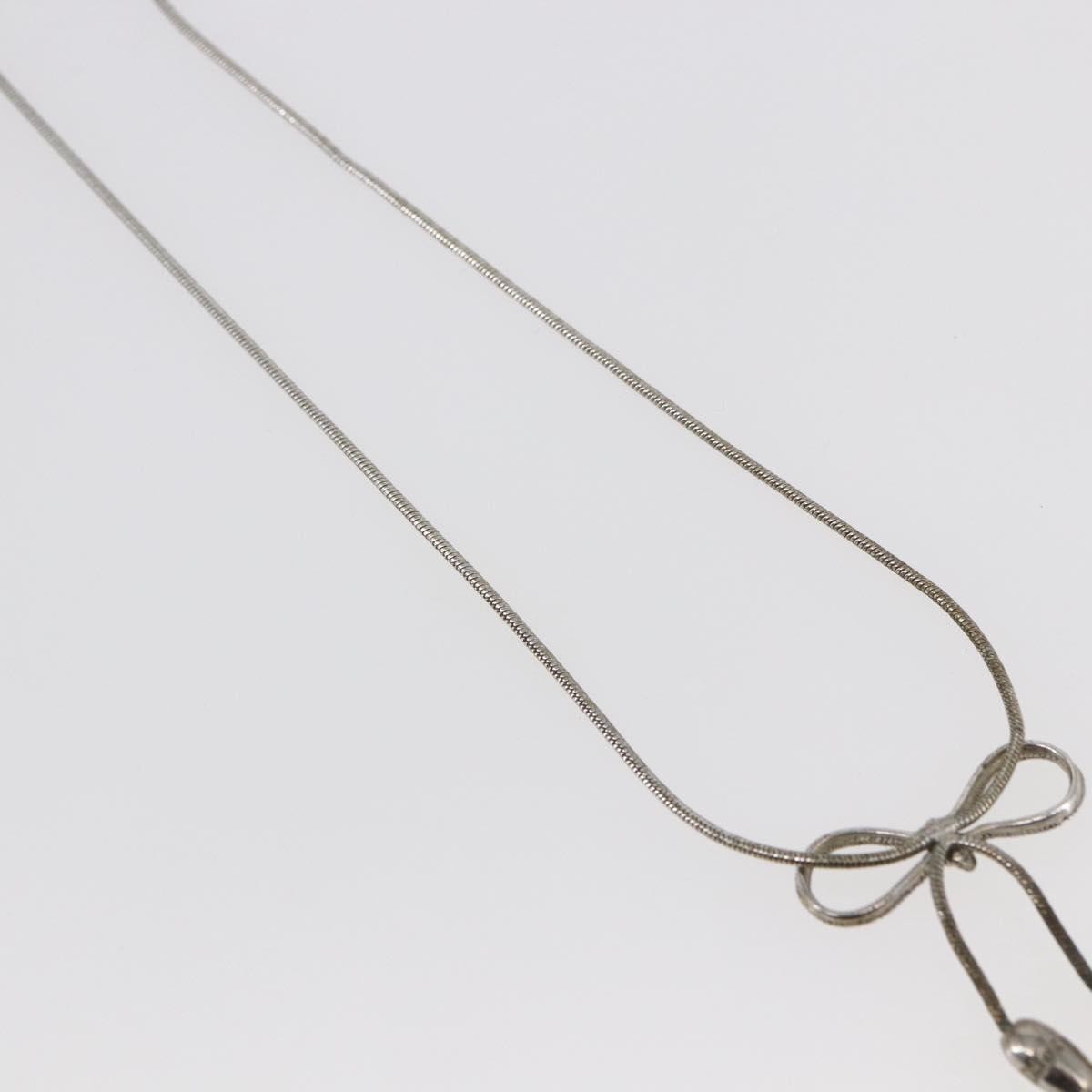 Christian Dior Bow CD Pendant Necklace Metal with Crystal