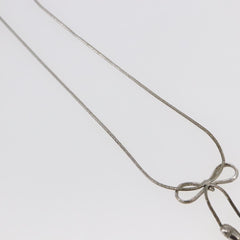 Christian Dior Bow CD Pendant Necklace Metal with Crystal