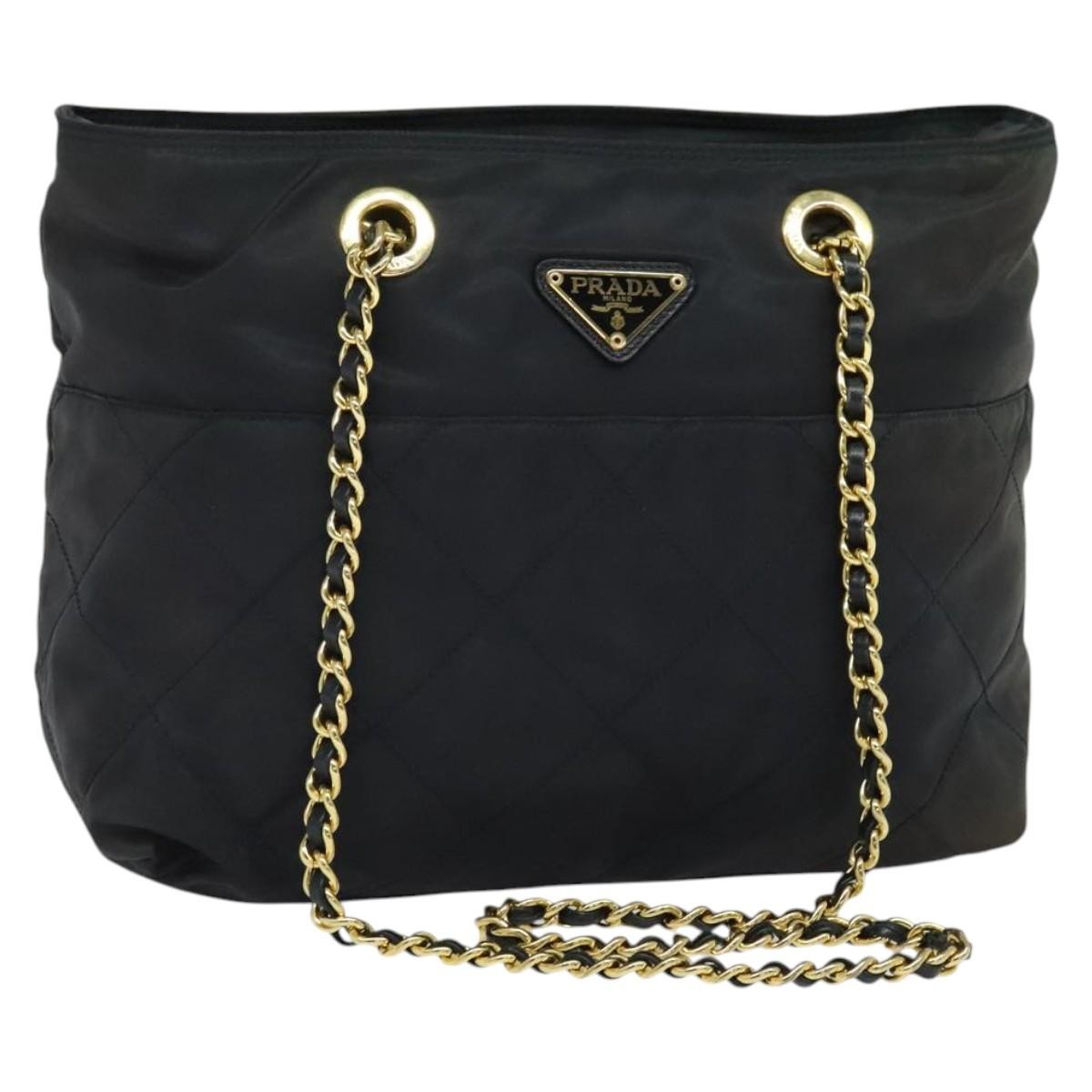 Prada Chain Shoulder Bag Quilted Tessuto