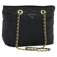 Prada Chain Shoulder Bag Quilted Tessuto