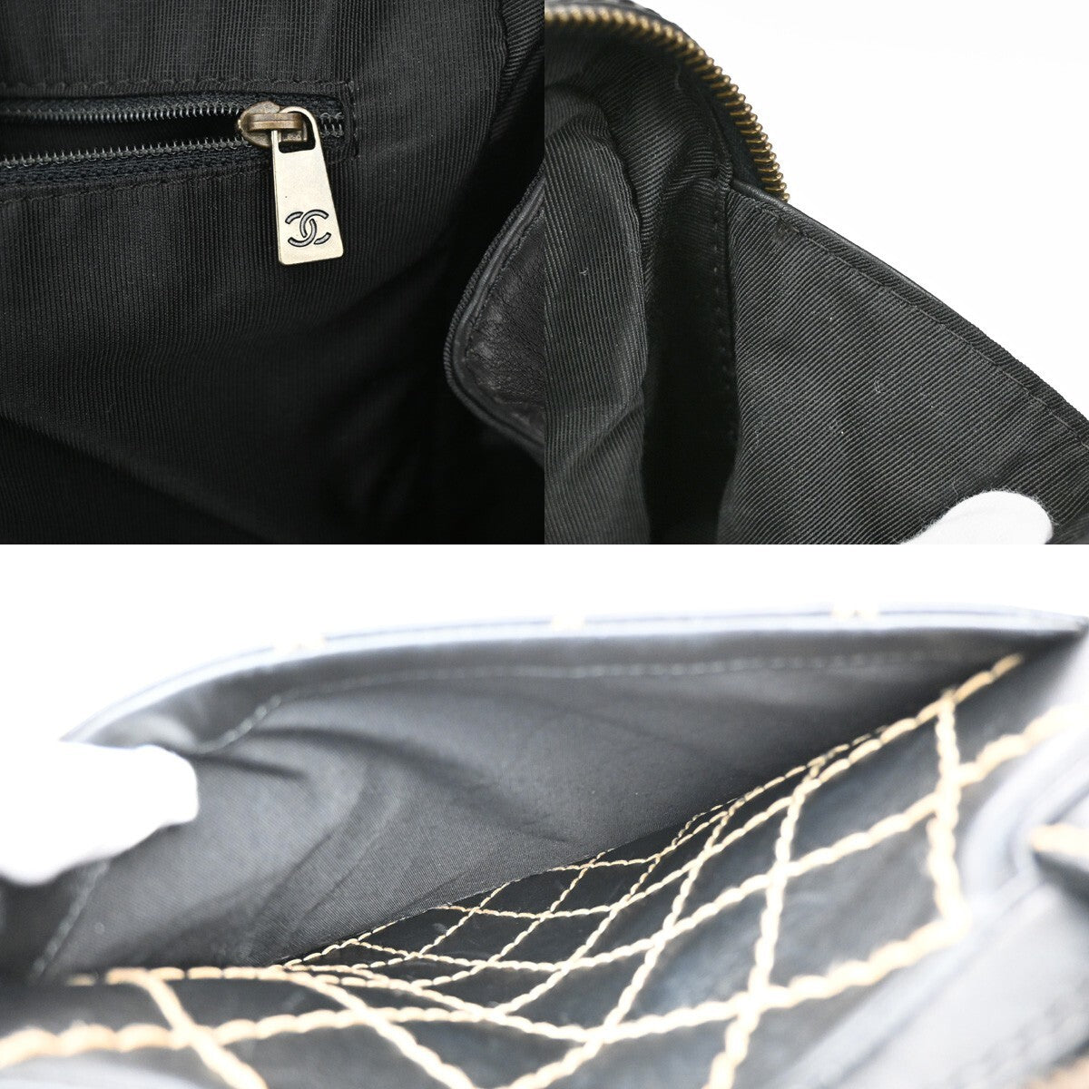 Chanel Surpique Zip Around Satchel Quilted Leather