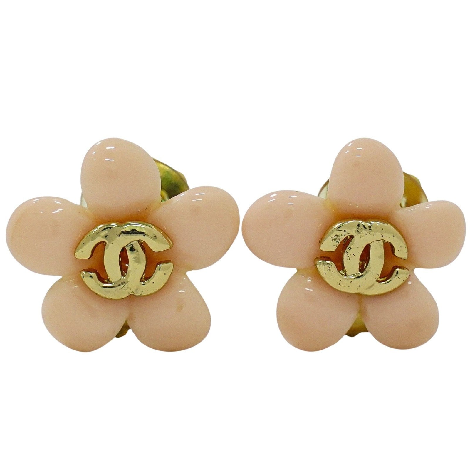 Chanel Vintage CC Flower Clip-On Earrings Metal