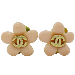 Chanel Vintage CC Flower Clip-On Earrings Metal