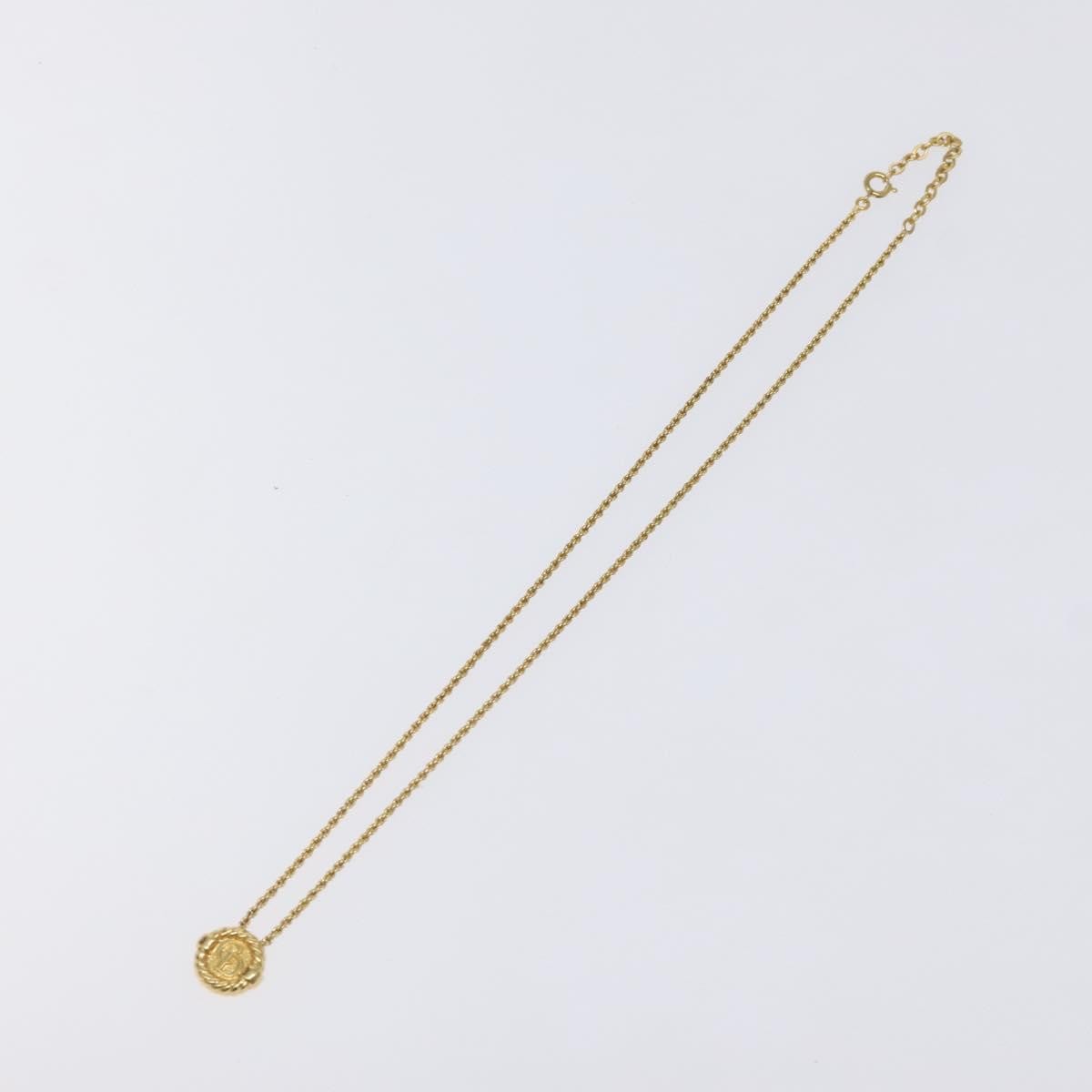 Christian Dior Vintage Logo Round Pendant Necklace Metal