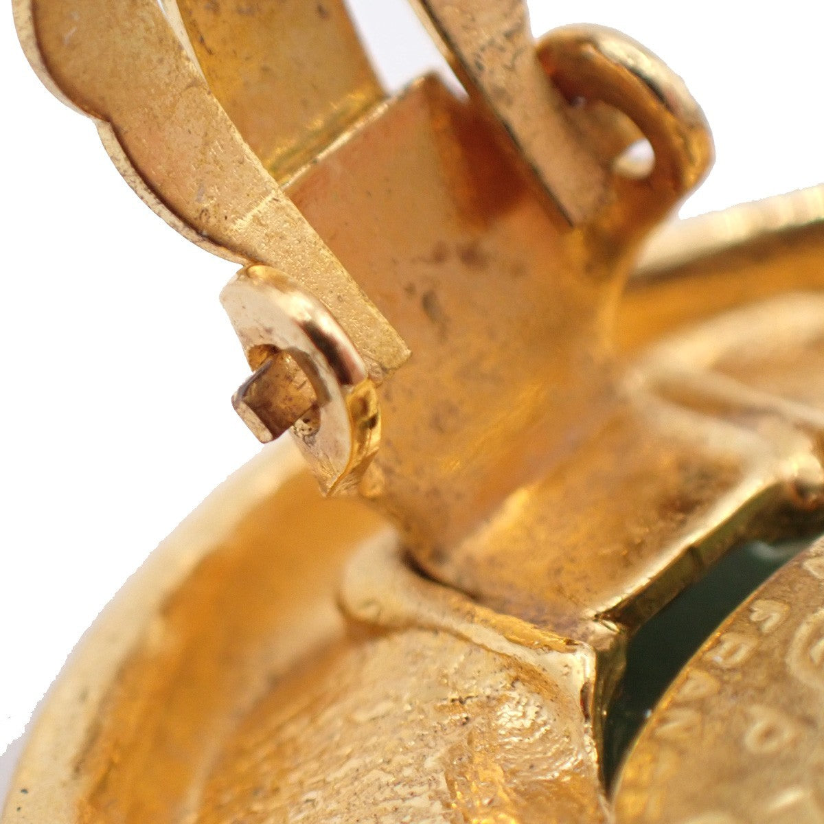 Chanel CC Button Clip-On Earrings Metal with Faux Pearl