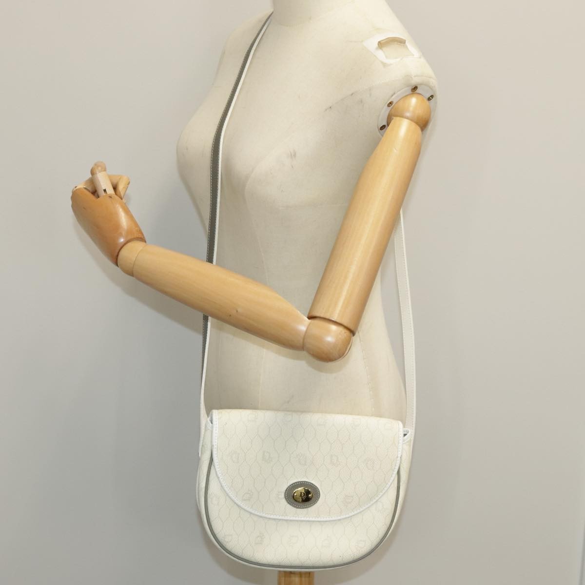 Christian Dior Vintage Honeycomb Shoulder Bag Canvas