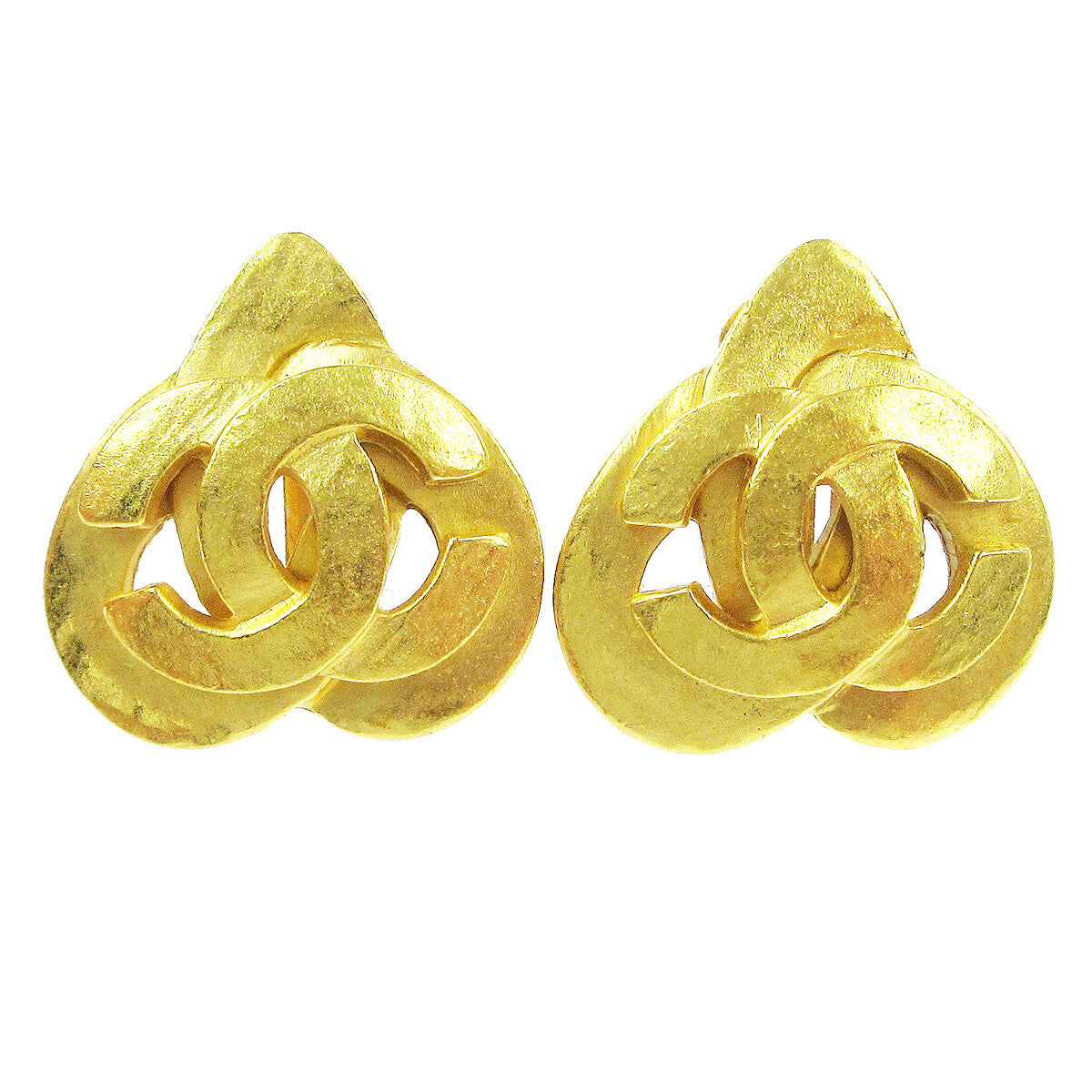 Chanel Vintage CC Heart Clip-On Earrings Metal