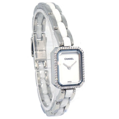 Chanel Premiere Mini Quartz Watch Stainless Steel and Ceramic with Diamond Bezel