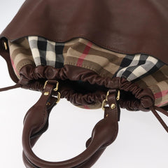 Burberry Big Crush Tote Leather and House Check Canvas