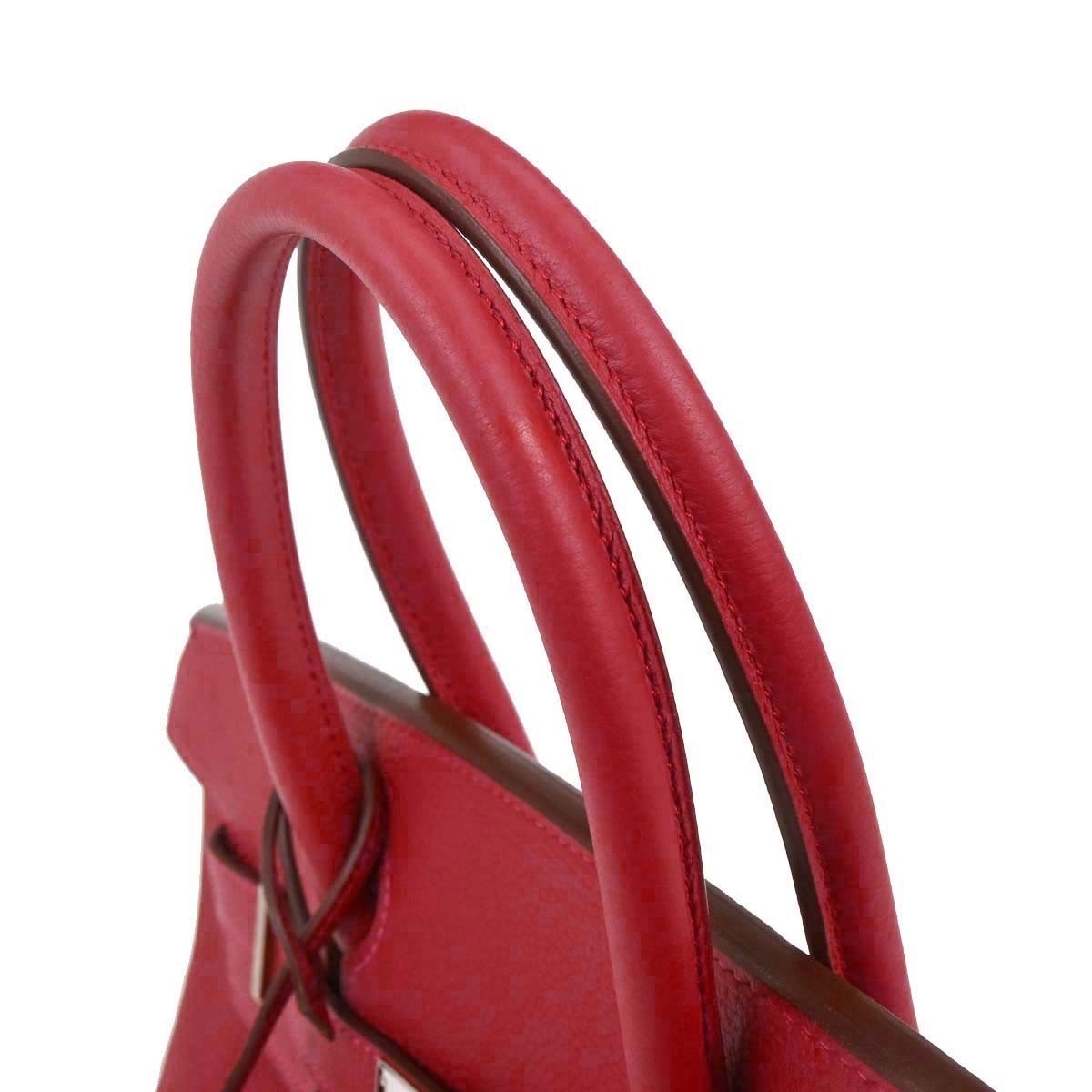 Hermes Birkin Handbag Red Togo with Palladium Hardware
