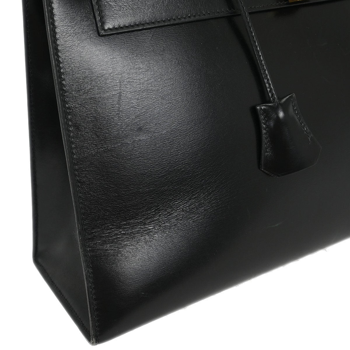Hermes Kelly Handbag Black Box Calf with Gold Hardware