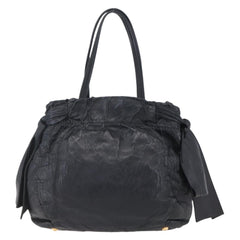 Prada Bow Tie Pleated Tote Leather