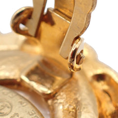 Chanel Vintage Round Clip-On Earrings Metal with Faux Pearl