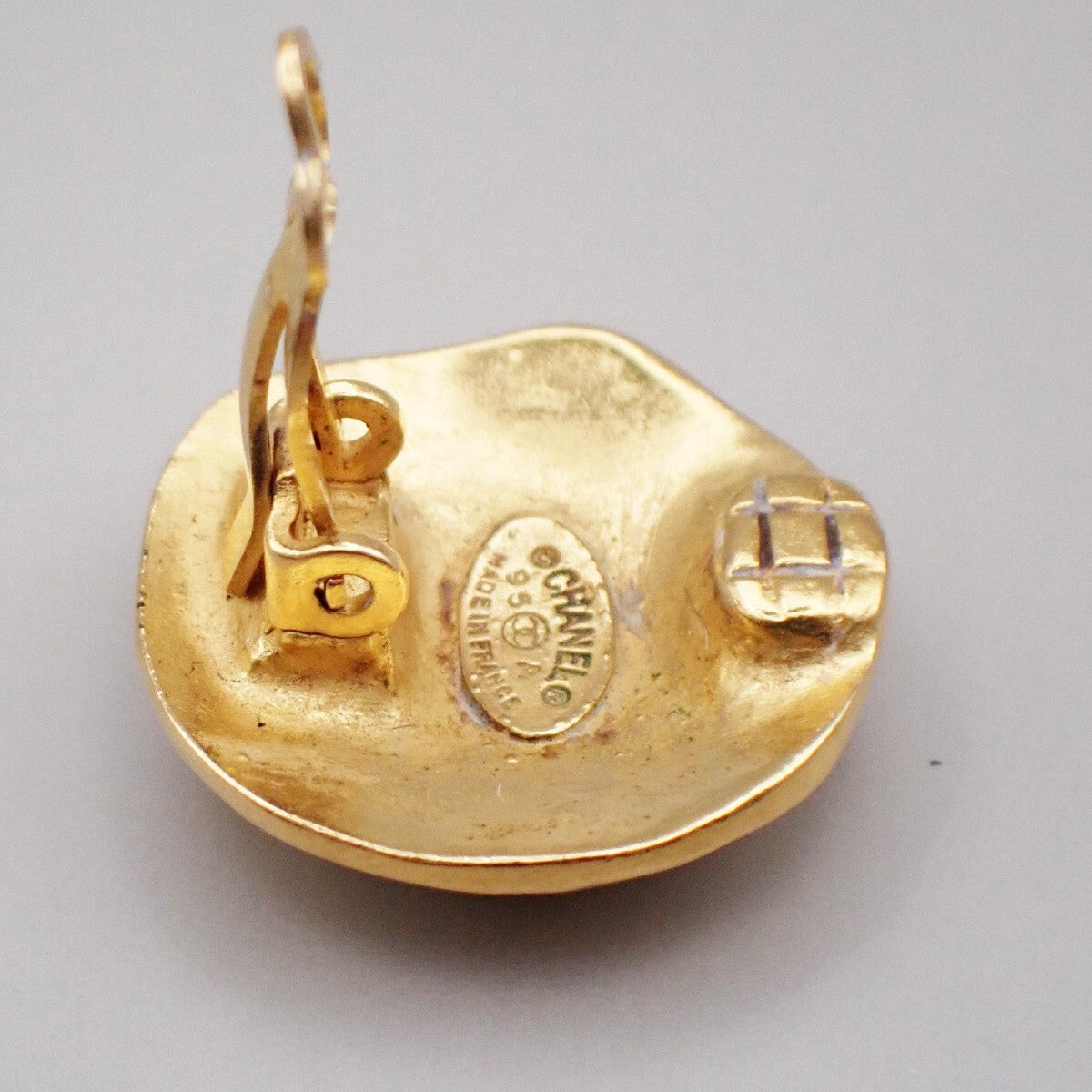 Chanel Vintage CC Round Clip-On Earrings Metal