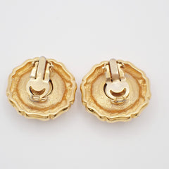 Chanel Vintage CC Round Button Clip-On Earrings Metal