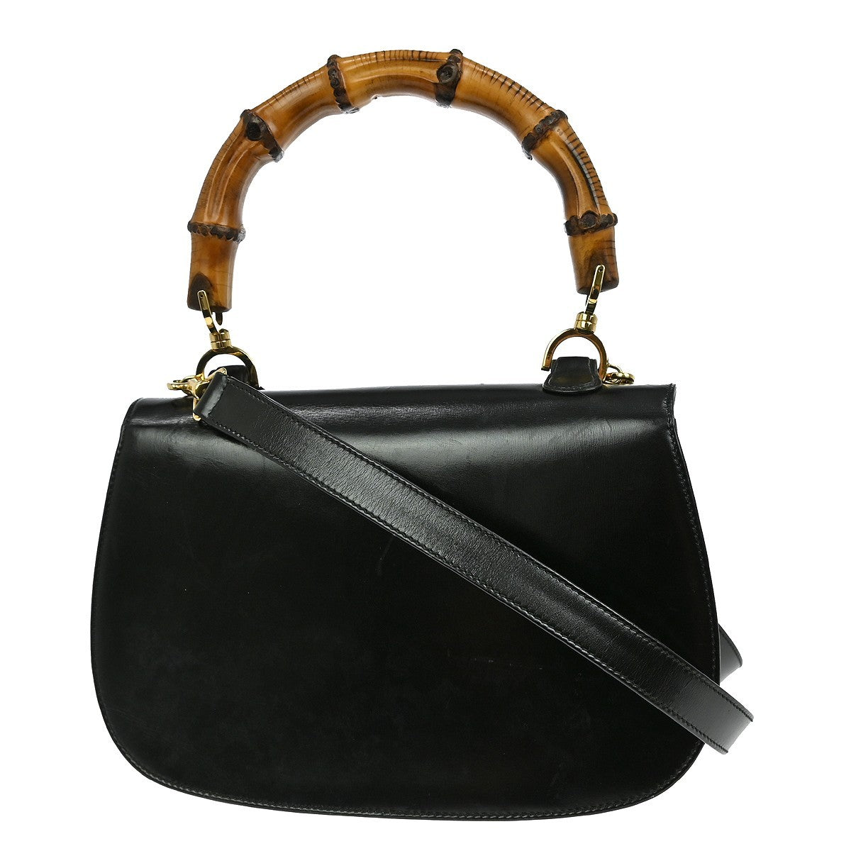 Gucci Vintage Convertible Bamboo Top Handle Bag Leather