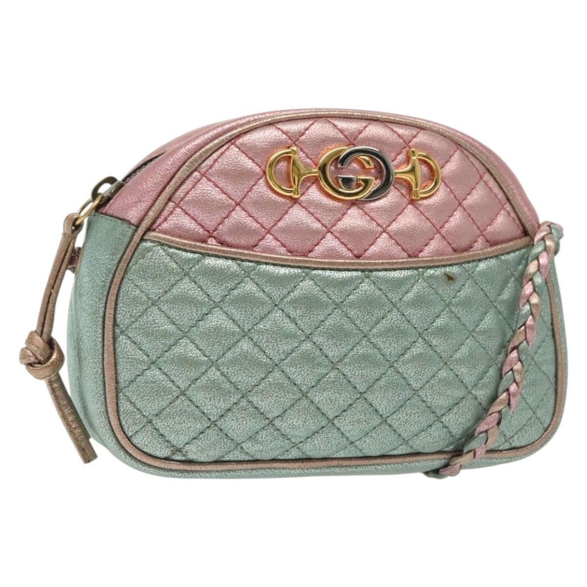 Gucci Trapuntata Camera Shoulder Bag Quilted Laminated Leather