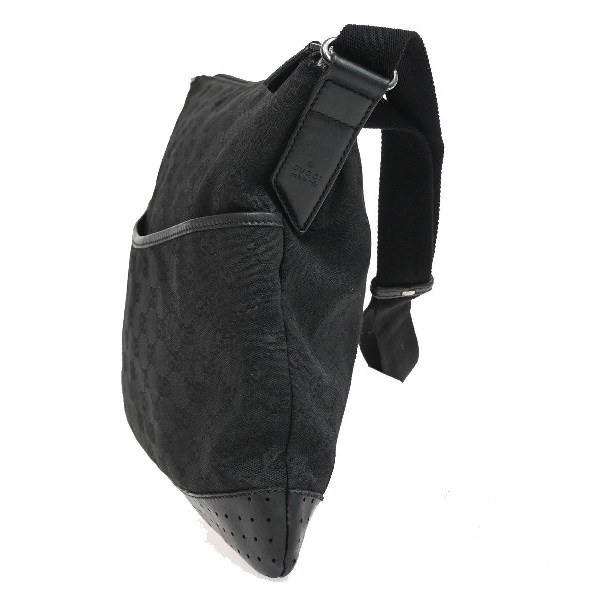 Gucci Zip Messenger GG Canvas with Perforated Leather