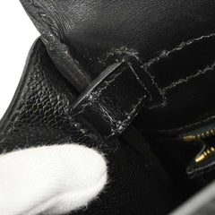 Hermes Kelly Handbag Black Box Calf with Gold Hardware