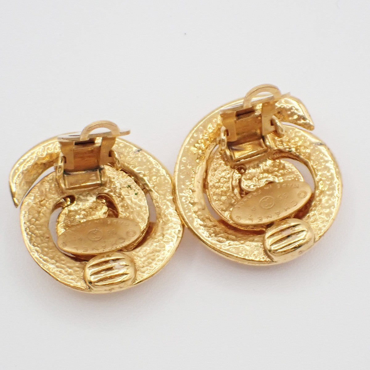 Chanel Vintage CC Round Button Clip-On Earrings Metal