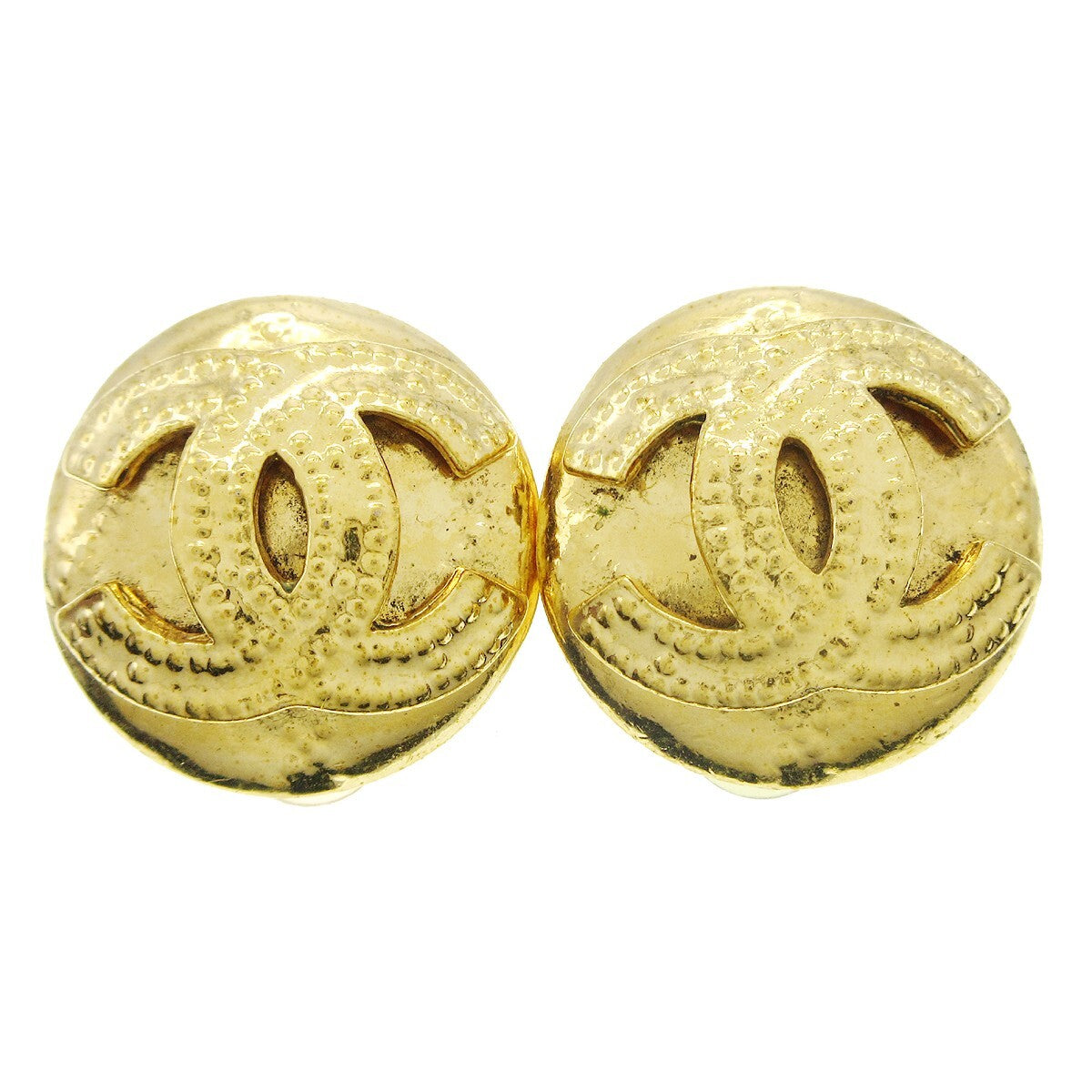 Chanel CC Button Clip-On Earrings Metal