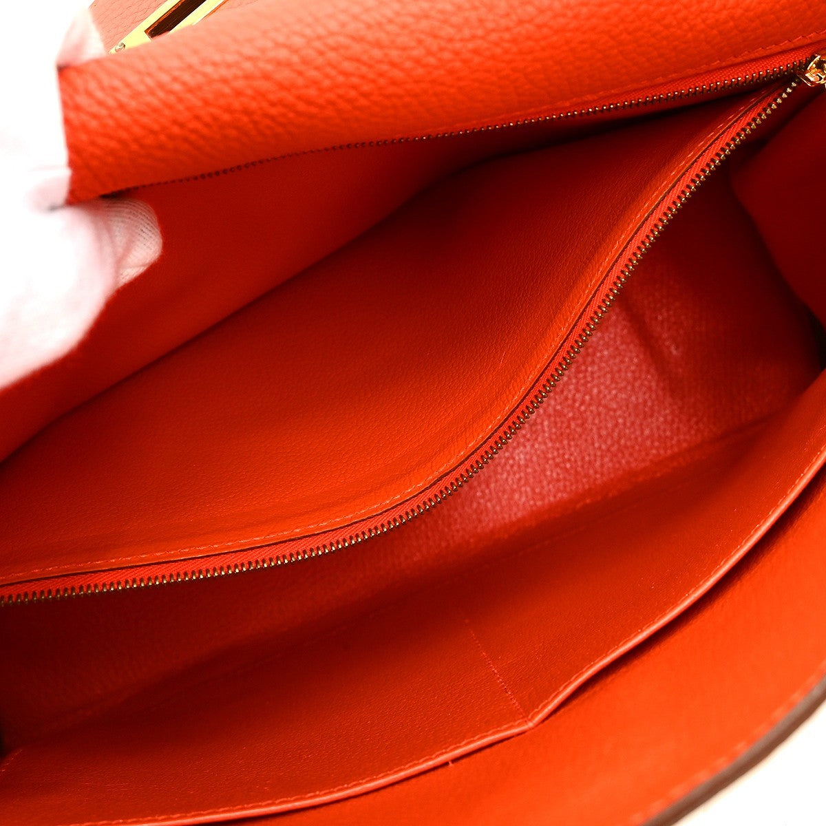 Hermes Kelly Handbag Orange Clemence with Gold Hardware