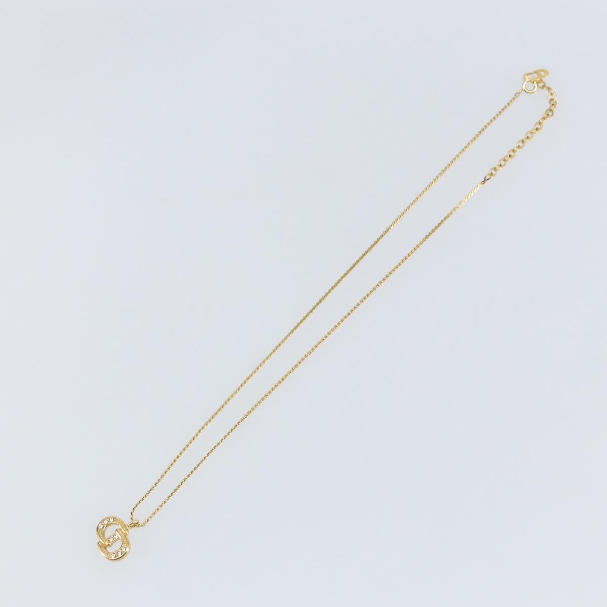 Christian Dior CD Pendant Necklace Metal and Crystals