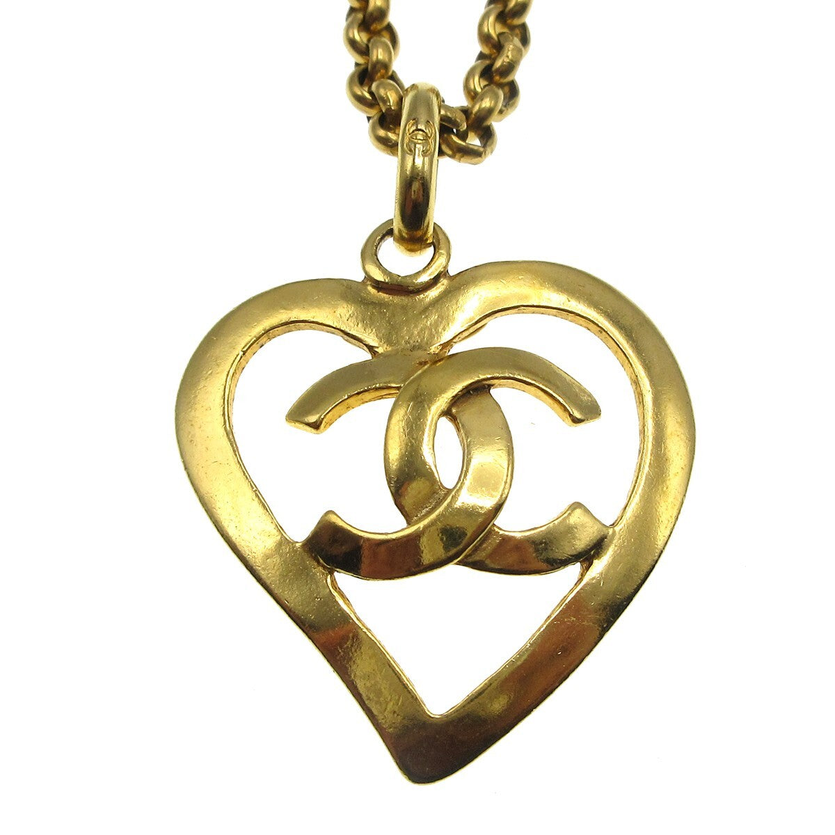 Chanel CC Heart Pendant Necklace Metal