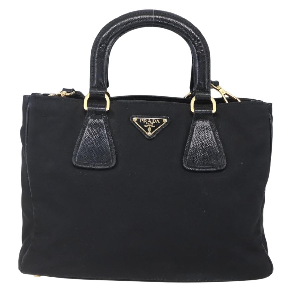 Prada Convertible Top Handle Tote Tessuto with Vernice Saffiano Leather