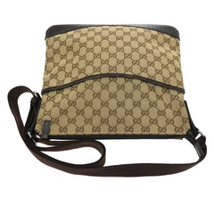 Gucci Zip Messenger Bag GG Canvas with Perforated Leather