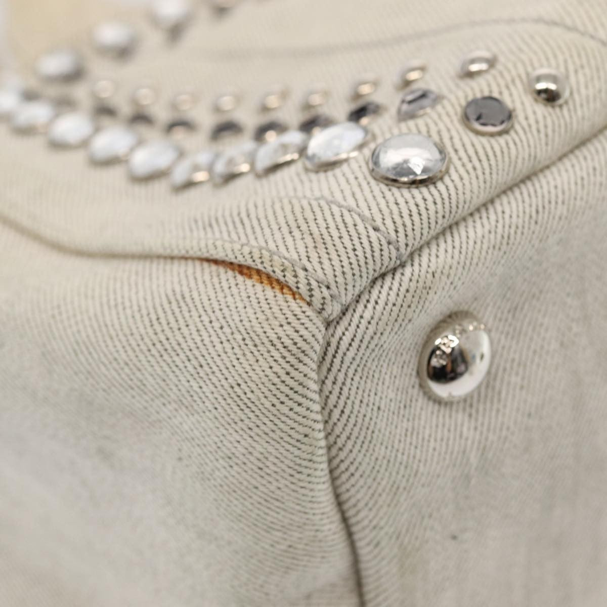 Prada Canapa Tote Rhinestone Embellished Canvas