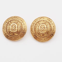 Chanel Vintage Round CC Clip-On Earrings Metal