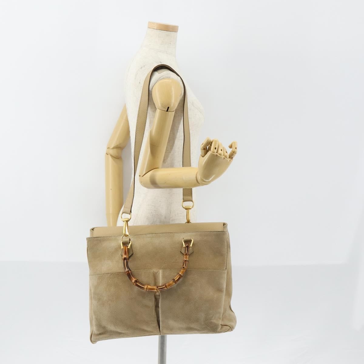 Gucci Vintage Bamboo Handle Bag Suede