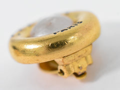 Chanel CC Hoop Clip-On Earrings Crystal Embellished Metal