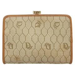 Christian Dior Vintage Honeycomb Zip Pouch Coated Canvas