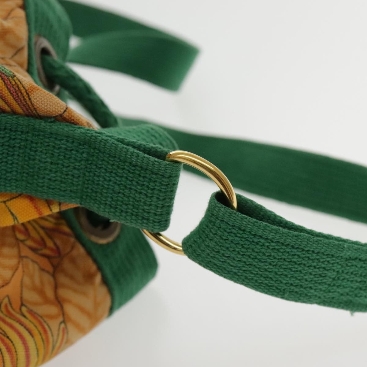 Hermes Vintage Drawstring Bucket Shoulder Bag Printed Canvas