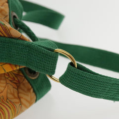 Hermes Vintage Drawstring Bucket Shoulder Bag Printed Canvas