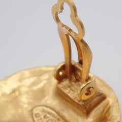 Chanel Vintage CC Round Button Clip-On Earrings Metal