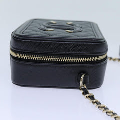 Chanel Filigree Vanity Clutch with Chain Quilted Caviar