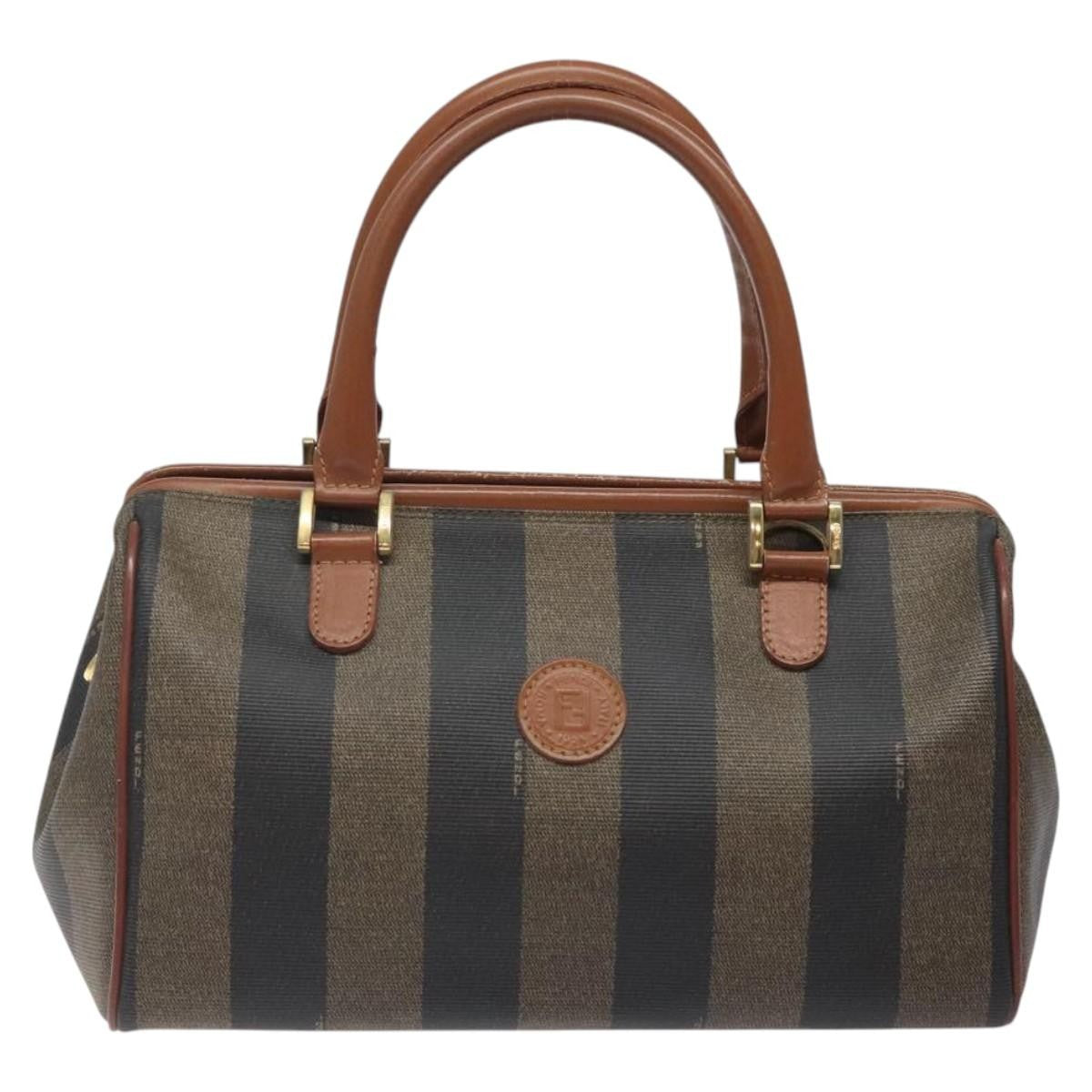 Fendi Vintage Pequin Boston Bag Coated Canvas