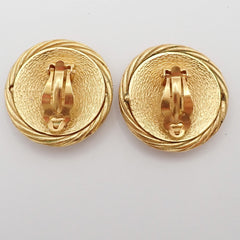 Chanel Vintage Round CC Clip-On Earrings Metal