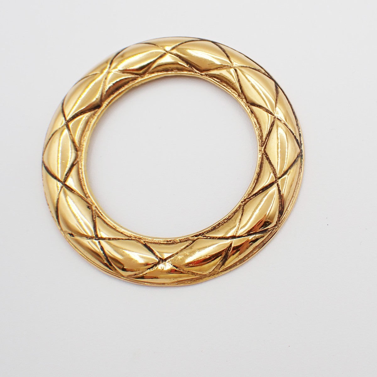 Chanel CC Quilted Hoop Earrings Gold Plated
